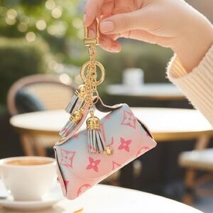 FREE SHIPPING - NWOT LV Mini Bag Chain - Pink, Blue, with Gold Hardware/Tassels